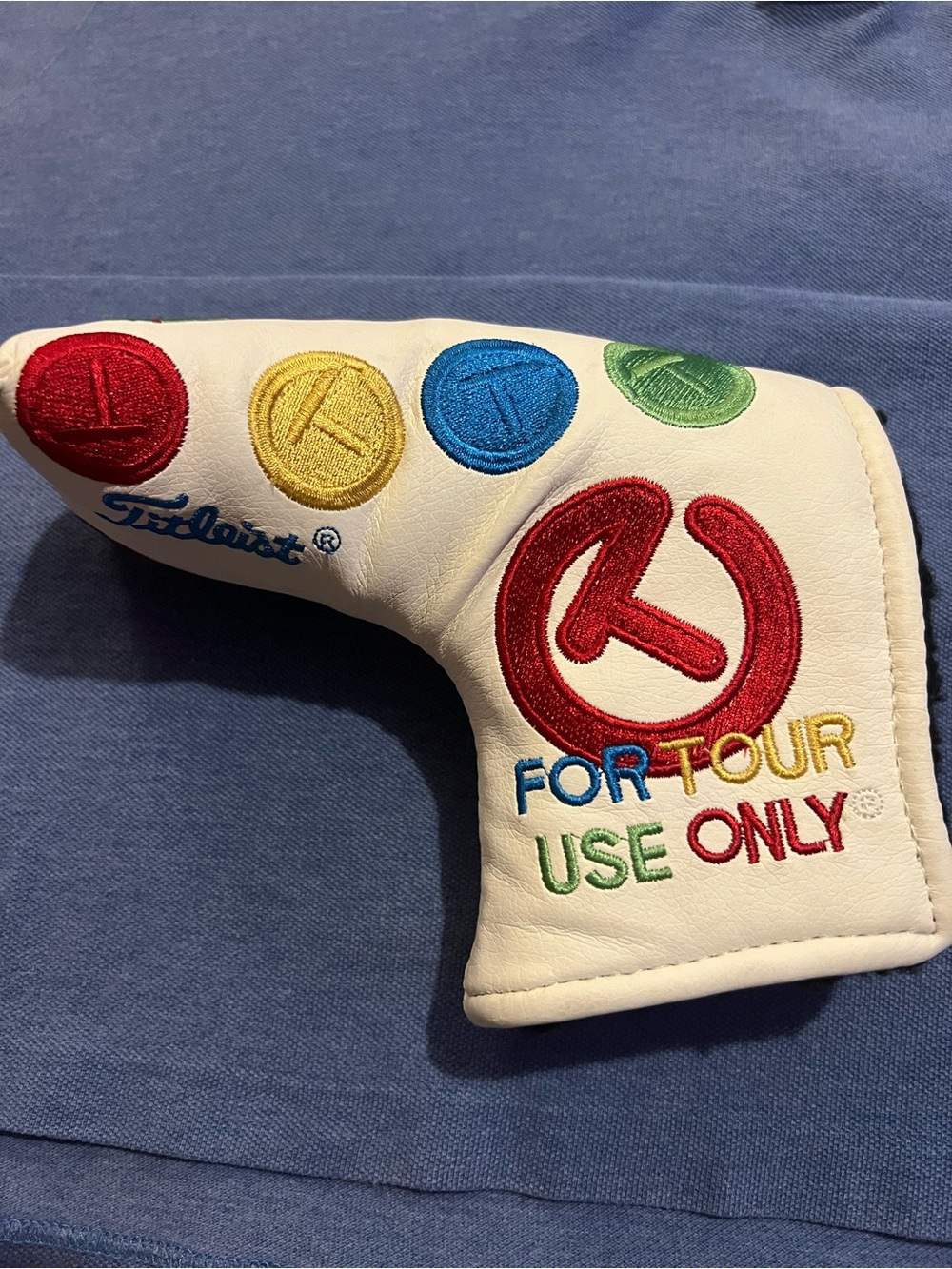 Scotty Cameron White Putter Headcover with Red, Yellow, Blue, Green Accents